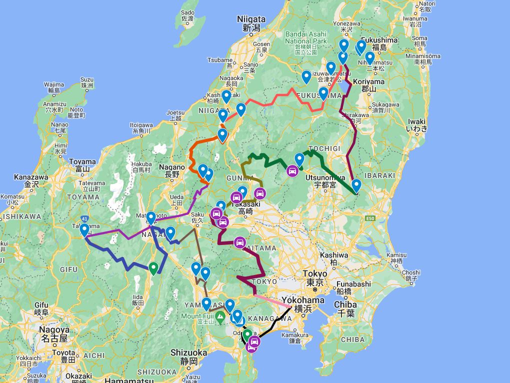 map Japan Tour - 11 Days Riding.