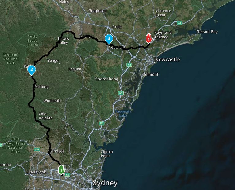 Day-03-Map-Sydney-to-Heatherbrae-Hybrid Ride New South Wales's Northwest Roads - 07 November 2026 - 8 Days