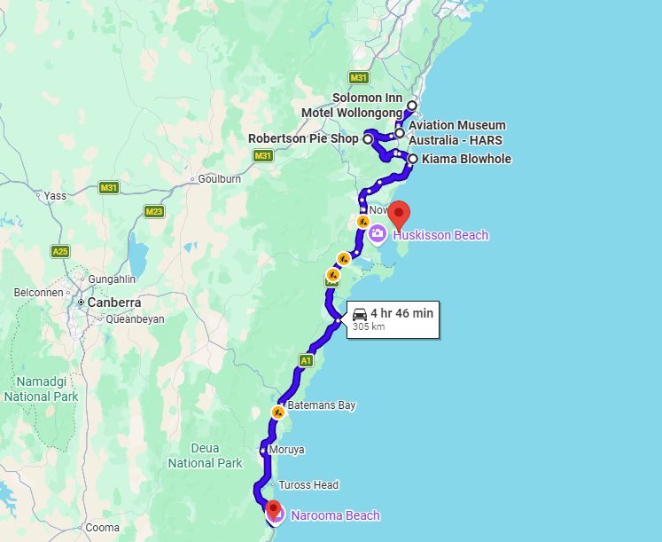 Day-04-Wollongong-to-Narooma-Map Ride Australia’s Southeast – 16 November 2026 – 15 Days