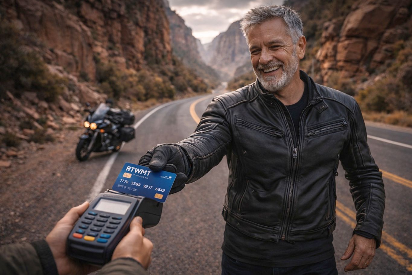 Client happily paying for their tour